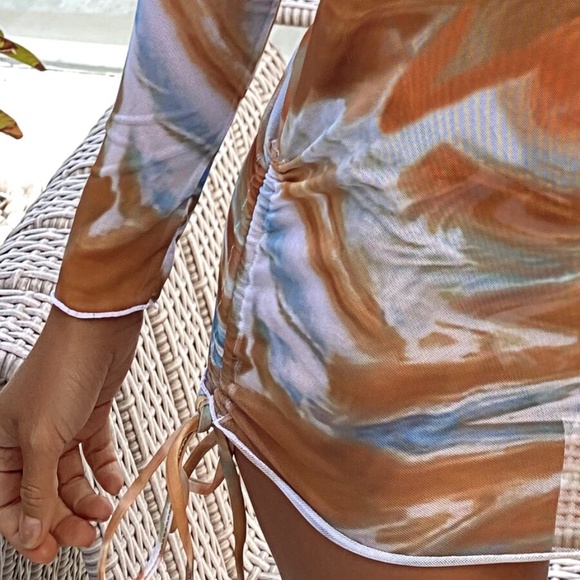 Boho Tie Dye 3 piece Swim Bikini Cover up Set - Picture 3 of 4